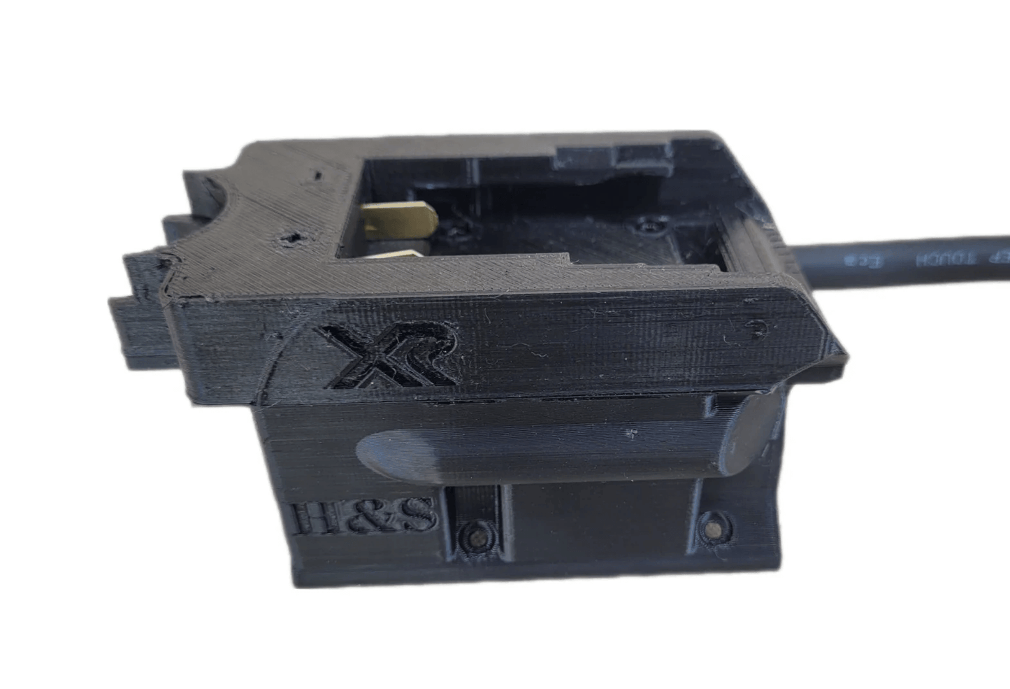 STACYC 12/16 battery adapter showing detailed design for Milwaukee, DeWalt, or Makita batteries.